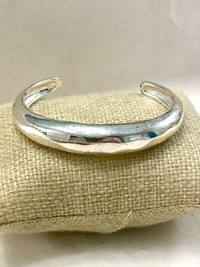 Chloe + Isabel Silver Tone Sculptural Cuff Bracelet Signed c+i Modernist Chunky